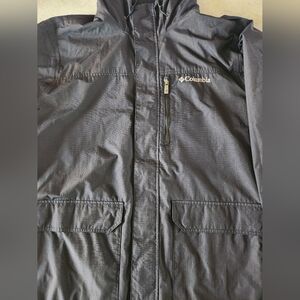 Mens Columbia Hooded Jacket Large Omni-Tech Waterproof Breathable Outdoor Hiking
